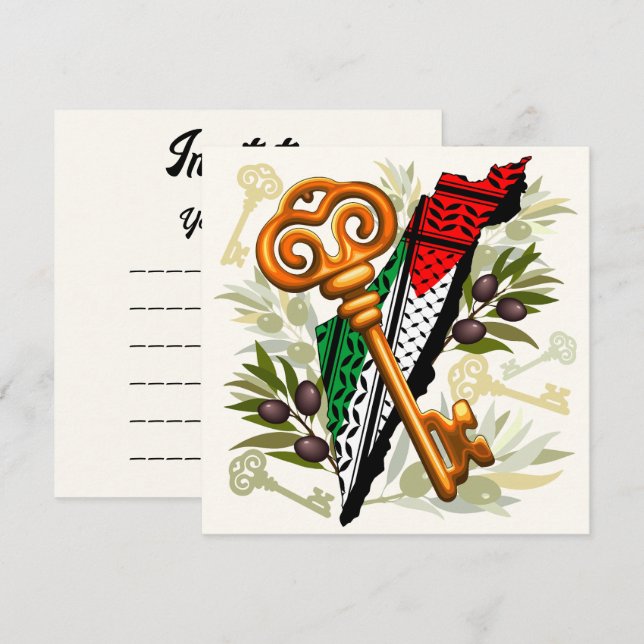 Palestinian Key Symbol of the Right of Return Invitation (Front/Back)