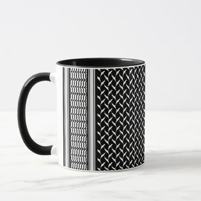 Palestinian Kufiya | black Keffiyeh Mug (Left)