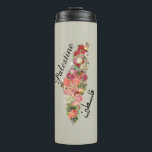 Palestinian Map فلسطين | Floral |Thermal Tumbler<br><div class="desc">A beautiful design utilizing flowers to adorn the Palestinian map with a gold outline. Simple yet elegant and classy design. Fully customizable text (change font location, size, colour and type). You can further customize this product by resizing the image itself to suit your taste as well as change the background...</div>
