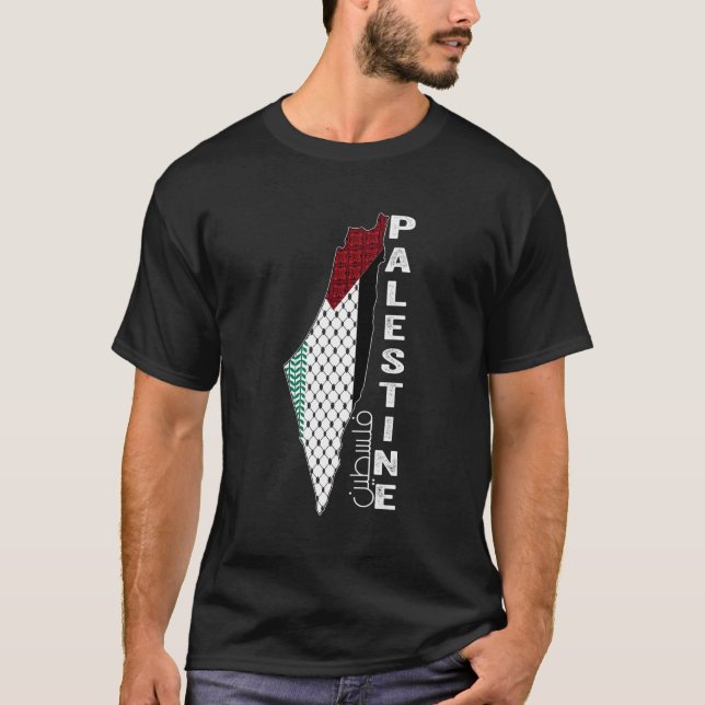 Palestinian Map Keffiyeh Thobe Patterns Palestine  T-Shirt (Front)