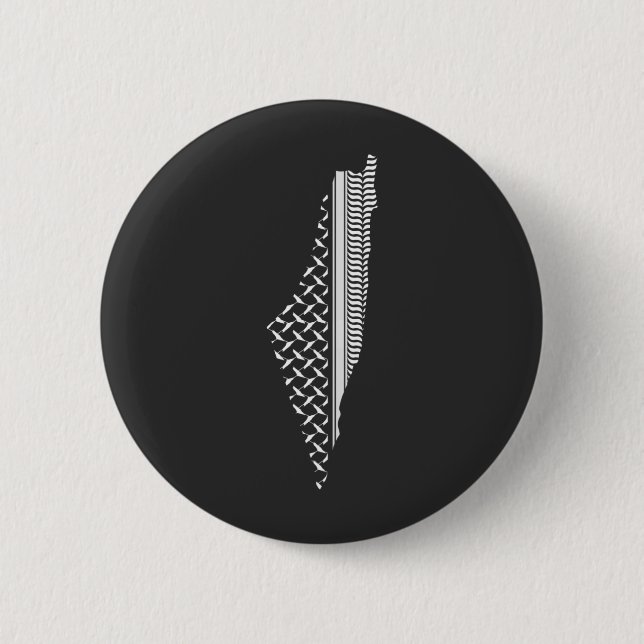 Palestinian map with traditional pattern 2 inch round button (Front)