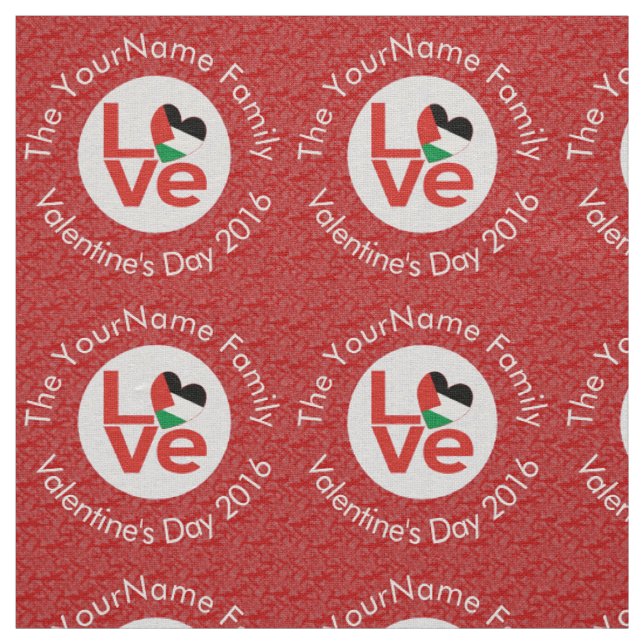 Palestinian Red LOVE Flag Personalized  Fabric (Swatch)
