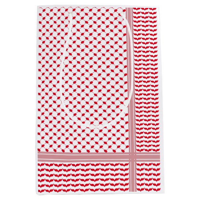 Palestinian Red & White Keffiyeh Medium Gift Bag (Front)