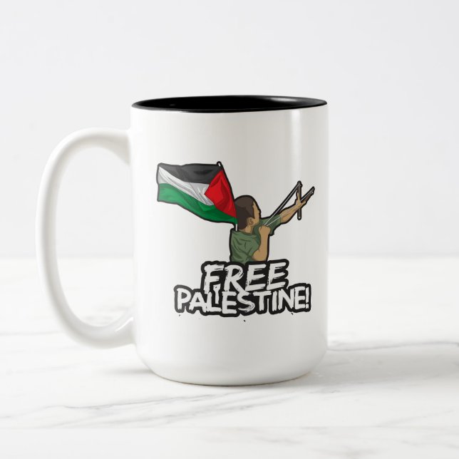 Palestinian Resister kid-flag Palestinians Freedom Two-Tone Coffee Mug (Left)