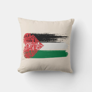Palestinian Solidarity Love, Justice, & Freedom Throw Pillow