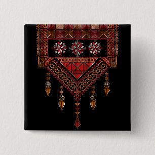 Palestinian Tatreez  Embroidery   palestine Art  2 Inch Square Button