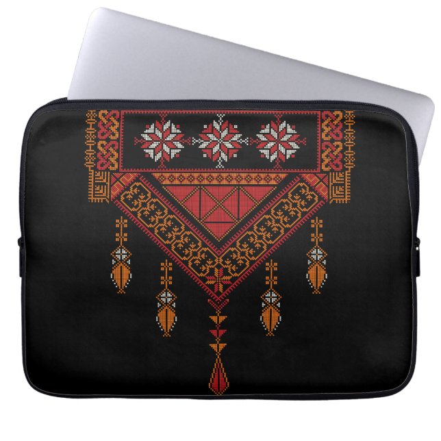 Palestinian Tatreez  Embroidery | palestine Art Laptop Sleeve (Front)