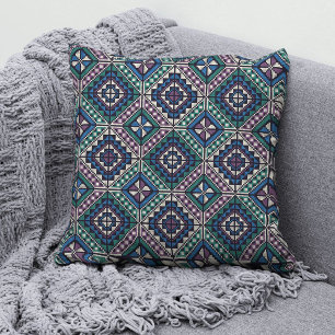 Palestinian Tatreez Fashion Throw Pillow 1