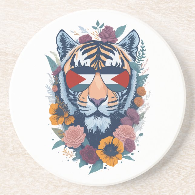 Palestinian tiger - Palestine FLAG  - Gift For Pal Coaster (Front)