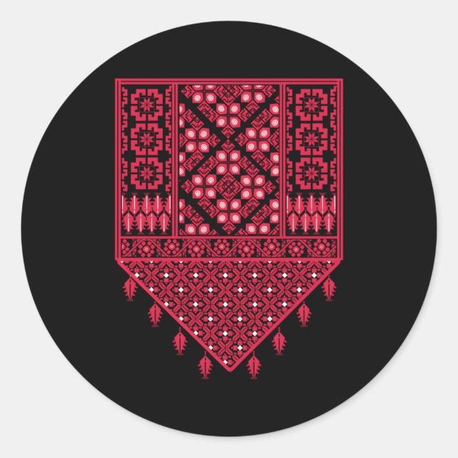 Palestinian Traditional Embroidery Pattern Printed Classic Round Sticker (Front)