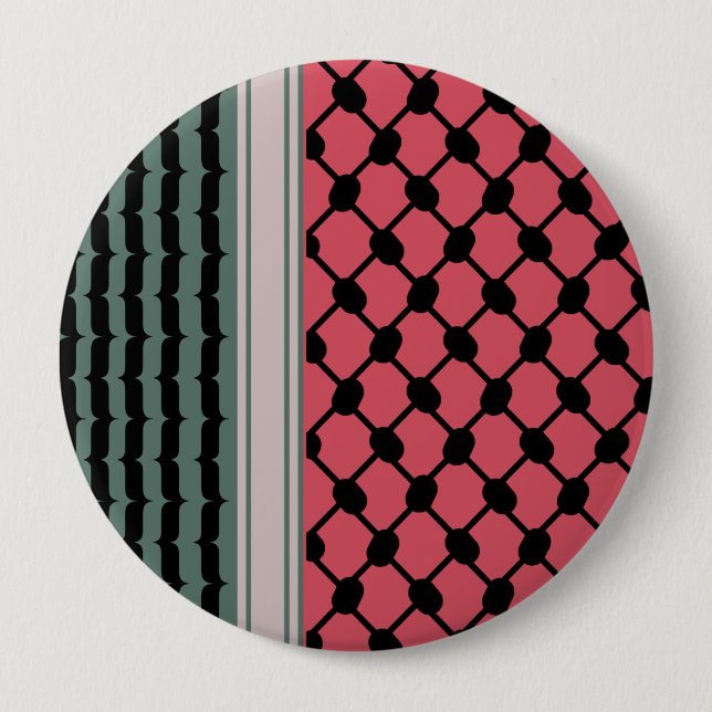 Palestinian watermelon Hatta Keffiyeh Kufiya Folk 4 Inch Round Button (Front)