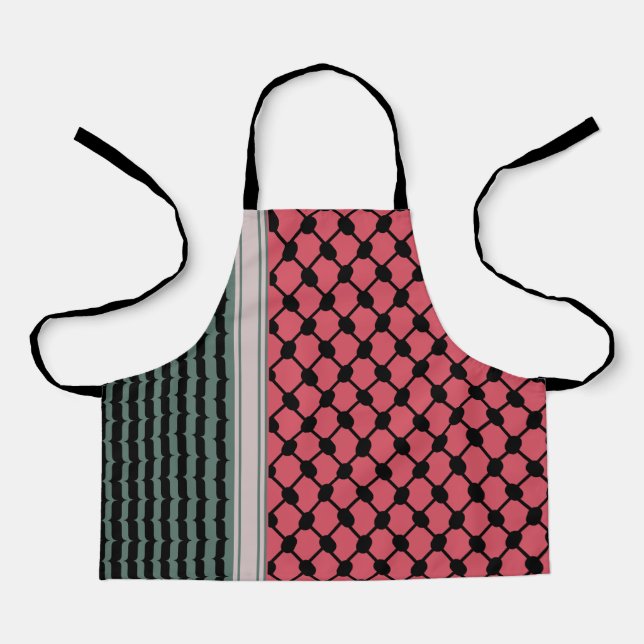 Palestinian watermelon Hatta Keffiyeh Kufiya Folk Apron (Front)