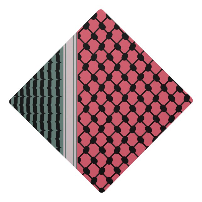 Palestinian watermelon Hatta Keffiyeh Kufiya Folk Graduation Cap Topper (Front)