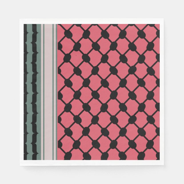 Palestinian watermelon Hatta Keffiyeh Kufiya Folk Napkin (Front)