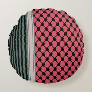 Palestinian watermelon Hatta Keffiyeh Kufiya Folk Round Pillow