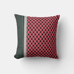 Palestinian watermelon Hatta Keffiyeh Kufiya Folk Throw Pillow