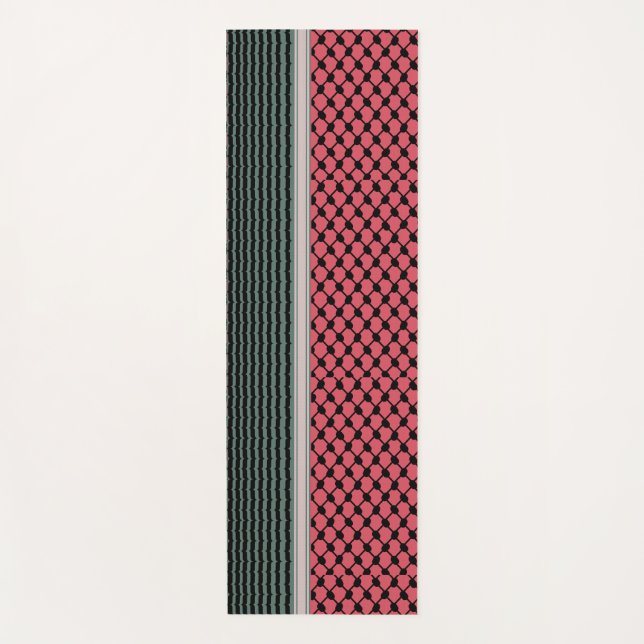 Palestinian watermelon Hatta Keffiyeh Kufiya Folk Yoga Mat (Front)