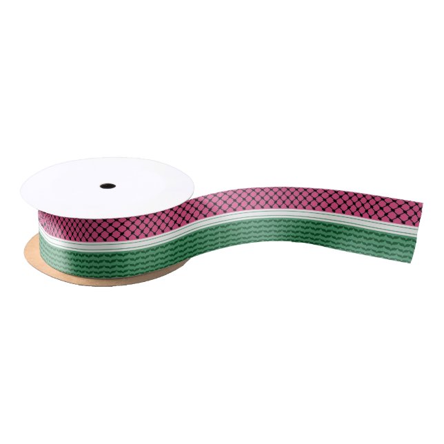 Palestinian Watermelon Keffiyeh Satin Ribbon (Spool)