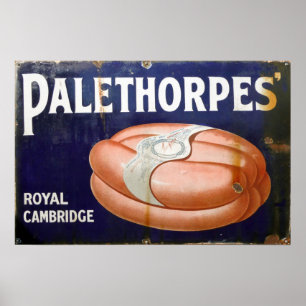 Palethorpes Sausages, vintage Enamel Sign. Poster