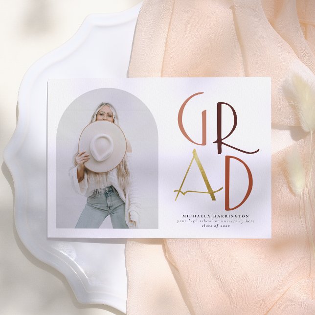 Palette | Boho Arch & Bold Grad Photo Graduation Invitation (Creator Uploaded)