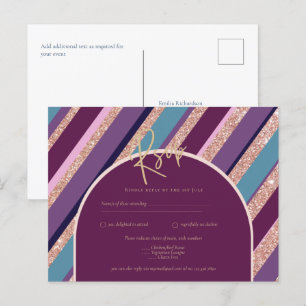 Palette Plum Purple Turquoise Rose Gold Wedding Postcard