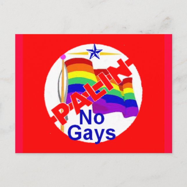 Palin ANTI GAY Postcard (Front)