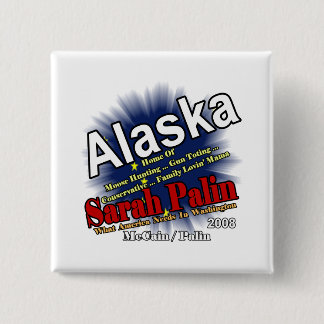 Palin Moose Hunting Mama 2 Inch Square Button