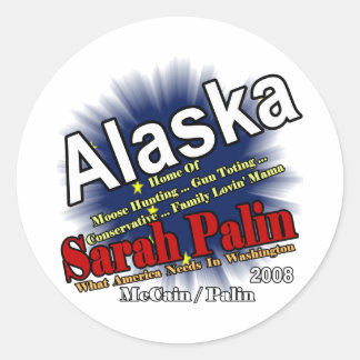 Palin Moose Hunting Mama Classic Round Sticker