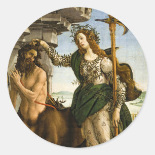 Pallas and the Centaur by Sandro Botticelli Classic Round Sticker