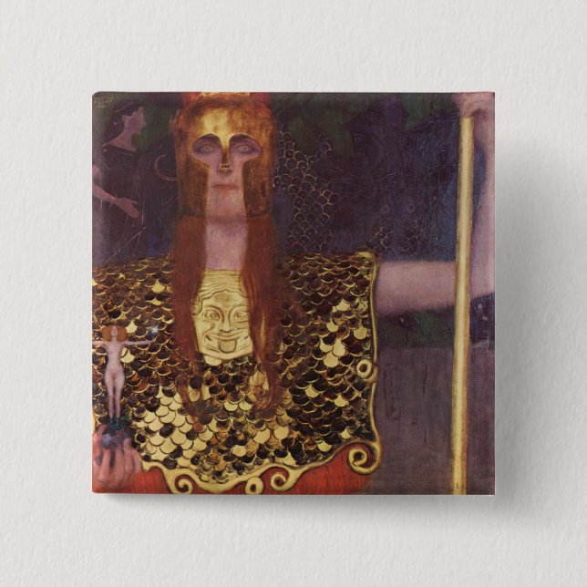 Pallas Athena by Gustav Klimt 2 Inch Square Button (Front)