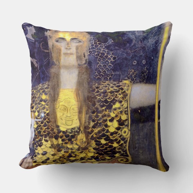 Pallas Athena, Gustav Klimt Throw Pillow (Front)