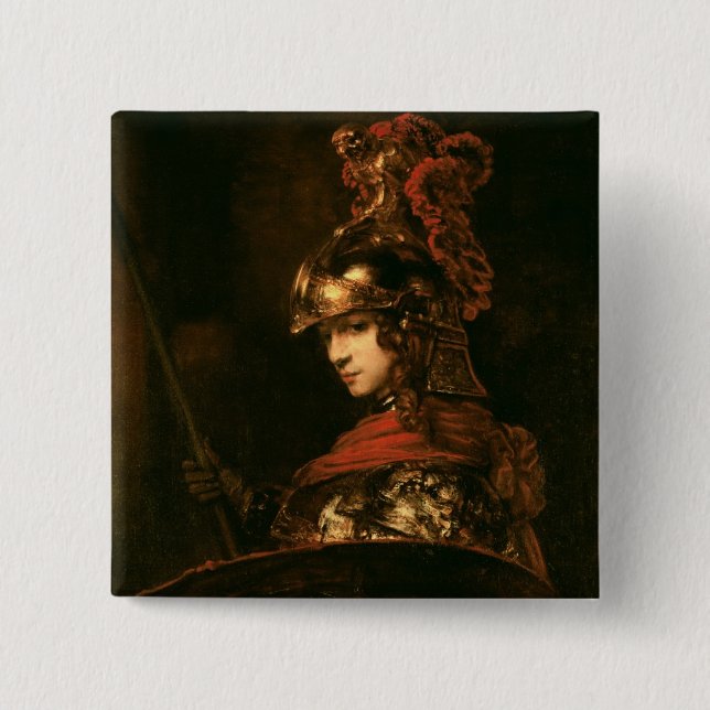 Pallas Athena or, Armoured Figure, 1664-65 2 Inch Square Button (Front)