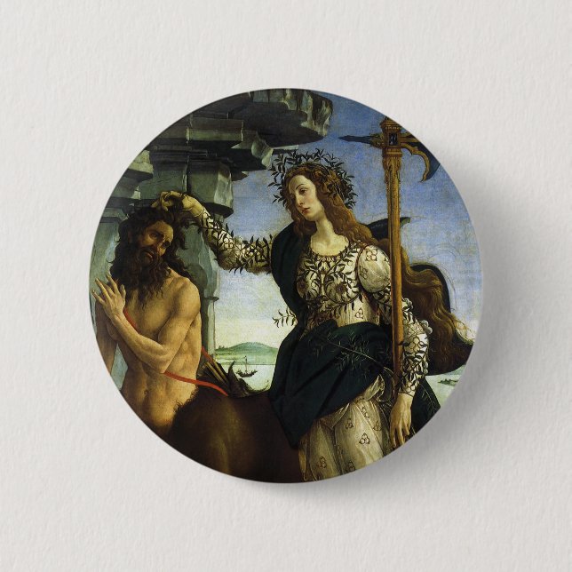Pallas (Minerva) and Centaur by Sandro Botticelli 2 Inch Round Button (Front)