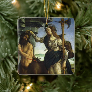 Pallas (Minerva) and Centaur by Sandro Botticelli Ceramic Ornament
