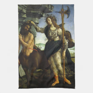 Pallas (Minerva) and Centaur by Sandro Botticelli Kitchen Towel