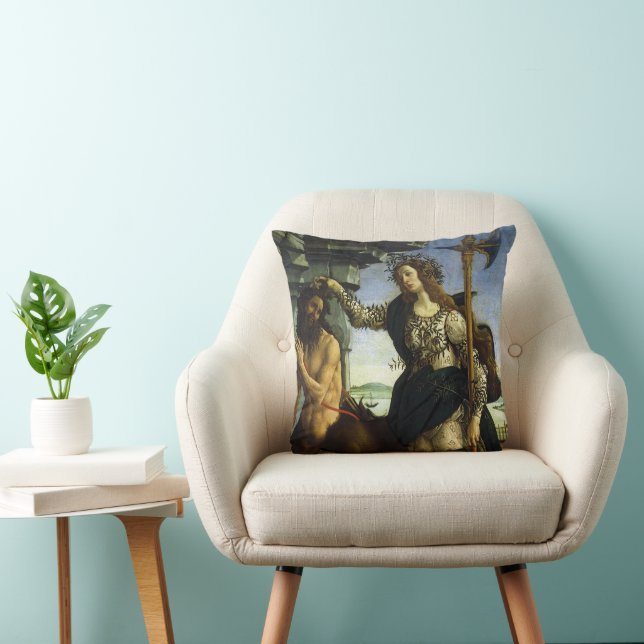 Pallas (Minerva) and Centaur by Sandro Botticelli Throw Pillow (Chair)