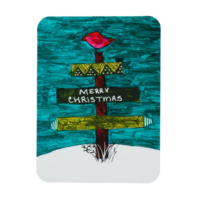 Pallet Christmas Tree with a Red Bird Magnet (Vertical)