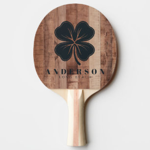 Pallet Wood Board Four Leaf Clover with Name Ping Pong Paddle