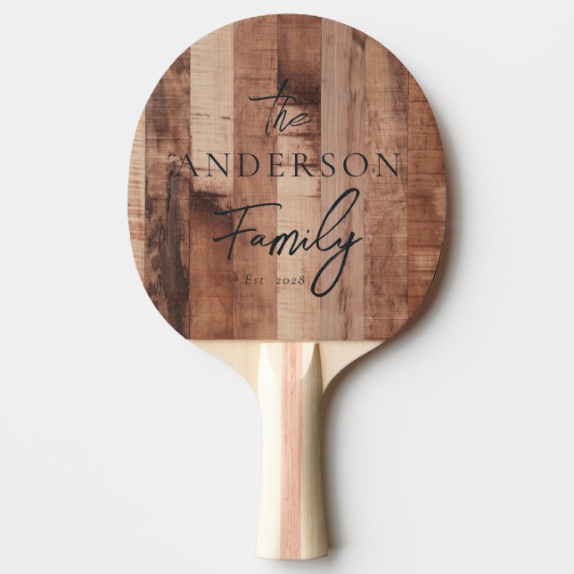 Pallet Wood Board Hand Written Family Name Ping Pong Paddle (Front)
