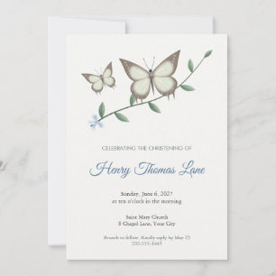 Pallid Nawab Butterfly Christening Invitation