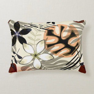 Palm and monstera leaves, tropical accent pillow