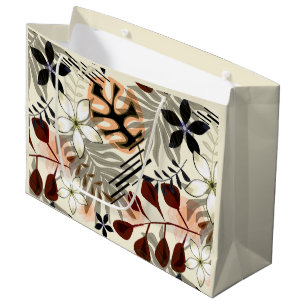 Palm and monstera leaves, tropical large gift bag