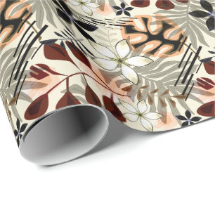 Palm and monstera leaves, tropical wrapping paper