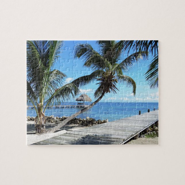 Palm and Pier in Belize Jigsaw Puzzle (Horizontal)