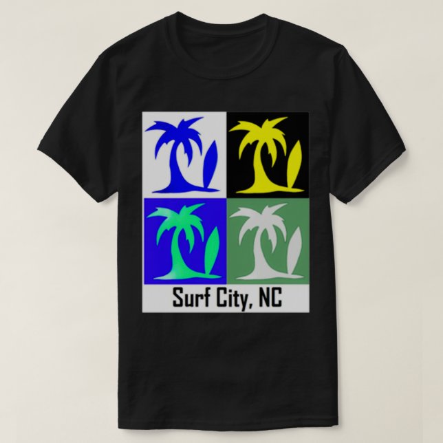 Palm and Surf Surf City NC T-Shirt (Design Front)