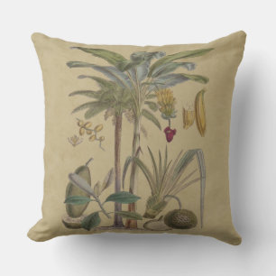 Palm Antique Tropical Fruit Botanical Art Outdoor Pillow
