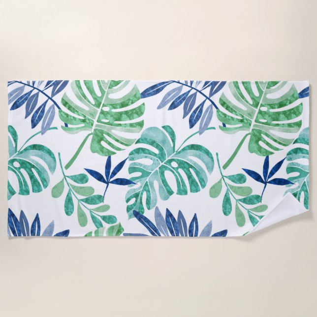 Palm Beach Blue Beach Towel (Front)