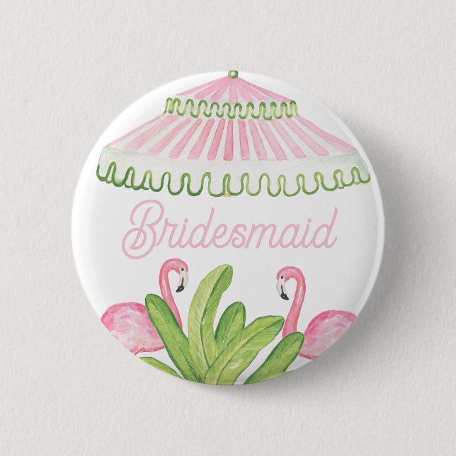 Palm Beach Cabana Bach Club | Bridesmaid 2 Inch Round Button (Front)