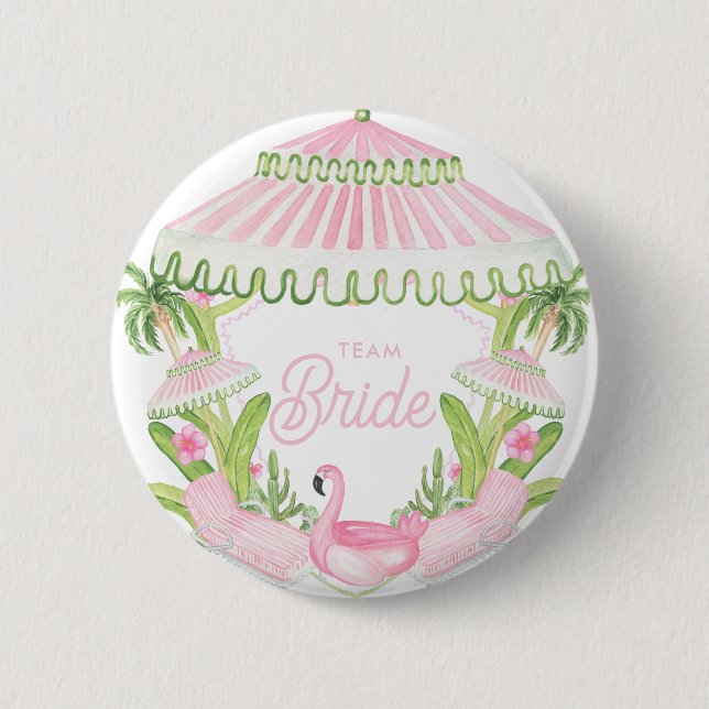 Palm Beach Cabana Bach Club | Team Bride 2 Inch Round Button (Front)