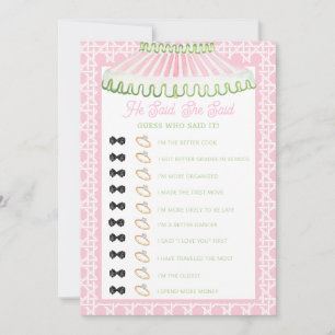 Palm Beach Cabana   He Said She Said Bridal Shower Invitation